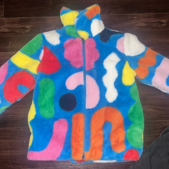 Stella McCartney Kids Blue Faux Fur Coat and pants - Picture 1 of 6